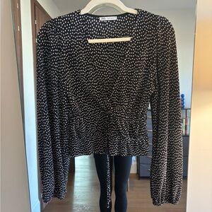 Zara Black and White Patterned Blouse